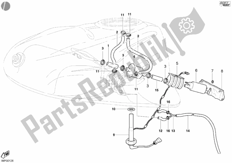 Alle onderdelen voor de Benzine Pomp van de Ducati Supersport 750 SS 2002